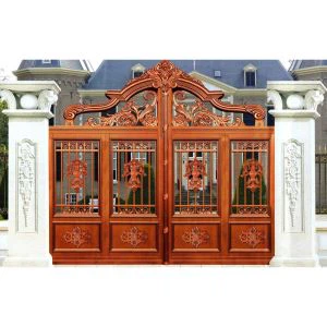 Porta de pati d'alumini retro color fusta